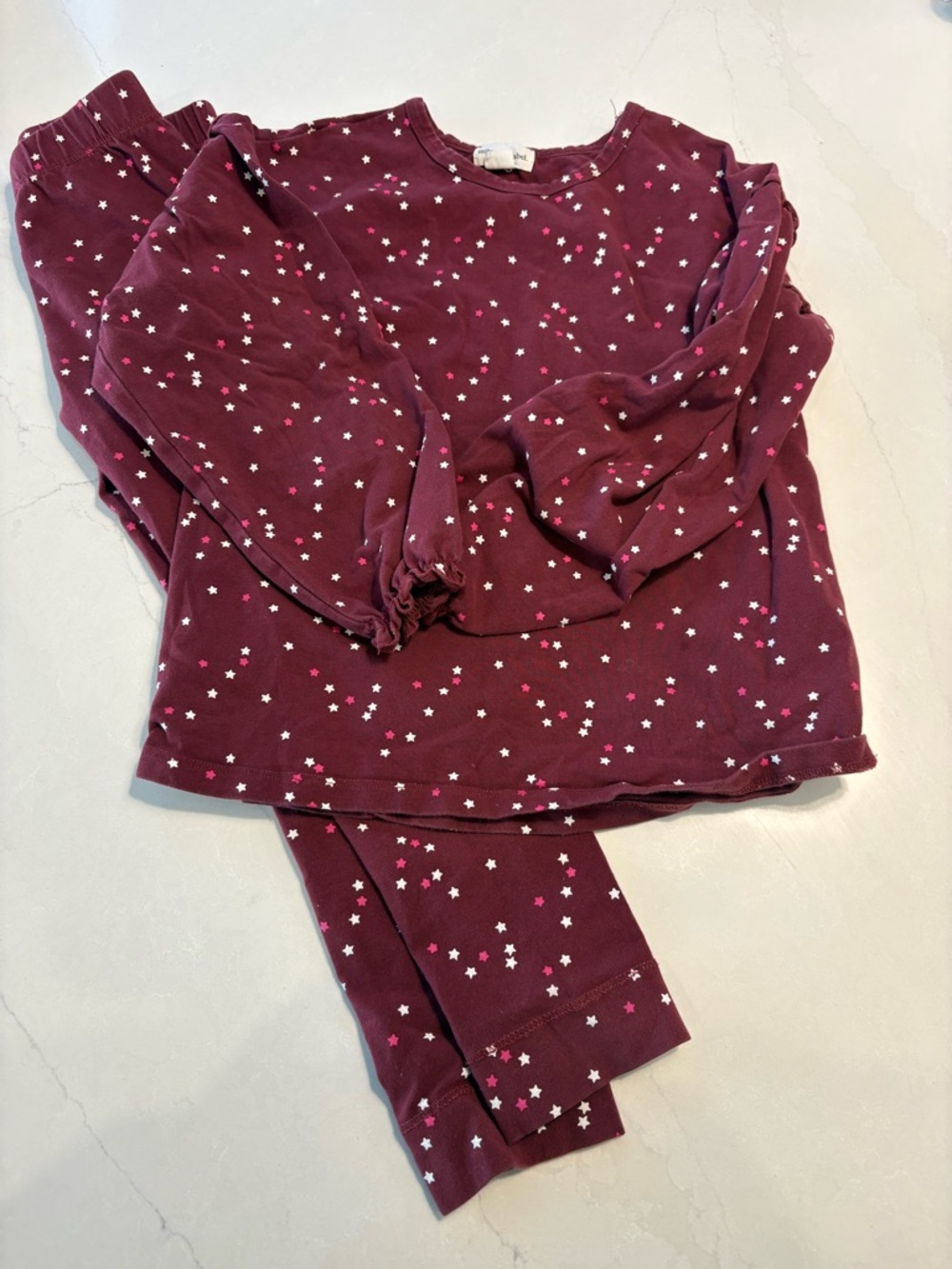 Children's Burgundy Star-Print Pajama Set